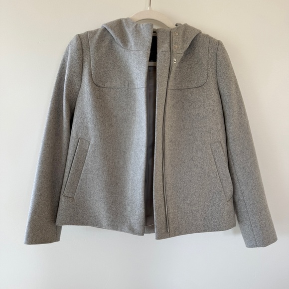 J.Crew Petite Wool Melton Hooded Bib Jacket Coat – Heather Gray Womens 2P - Picture 4 of 10